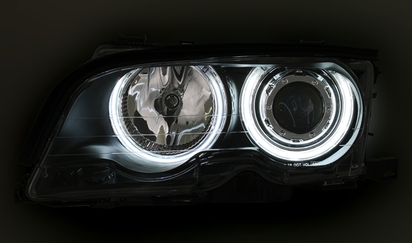 Headlights BMW E46 coupe/cabrio 01-03 CCFL Angel Eyes black