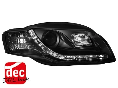 Headlights Audi A4 B7 Devil Eyes Dayline Black ELR