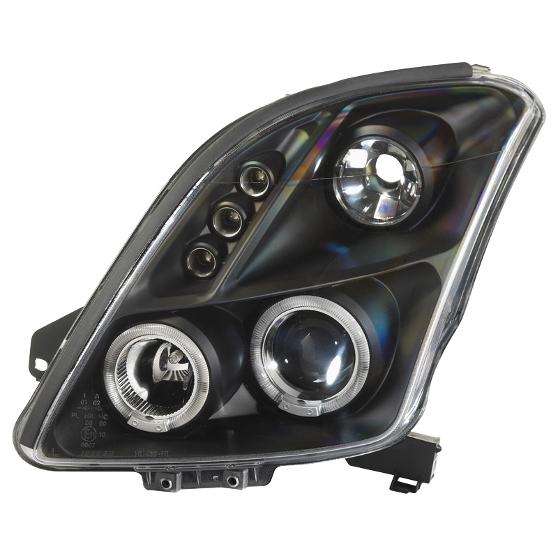 Set Headlights  Suzuki Swift II 2005-2010 - Black - incl. Halos