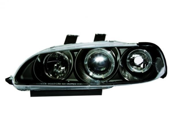 Headlights Honda Civic '92-'95 2/3 door Angel Eyes Black
