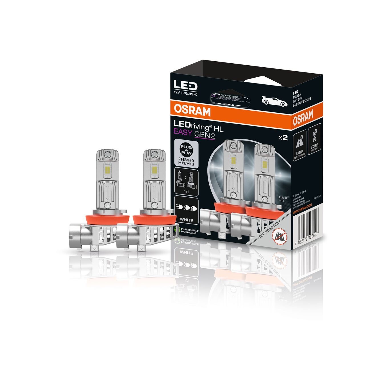 OSRAM LEDriving HL EASY Gen.2 H8 / H9 / H11 / H16 LED Bulbs 12V 6500K