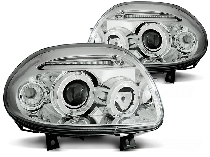Headlights Renault Clio 98-01 Chrome + HaloRim