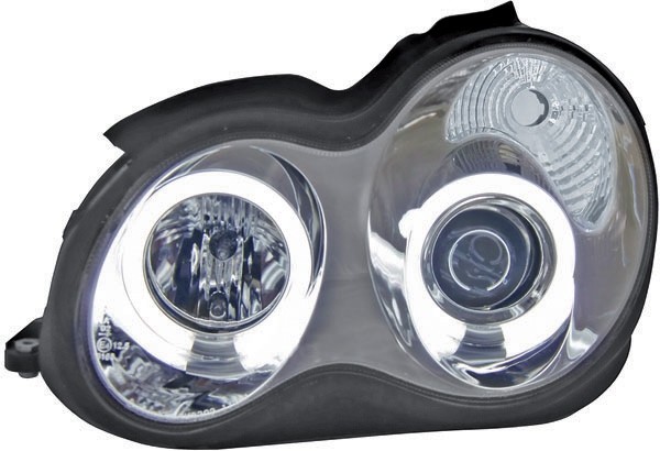 Headlights Mercedes W203 00-07 h1+h1 Angel Eyes CCFL chome