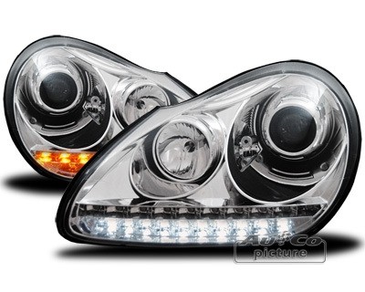 Headlights Porsche Cayenne Xenon LED DRL Chrome