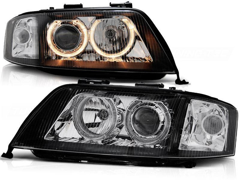 Headlights Audi A6 97-98 Angel Eyes Black for Orgineel Xenon