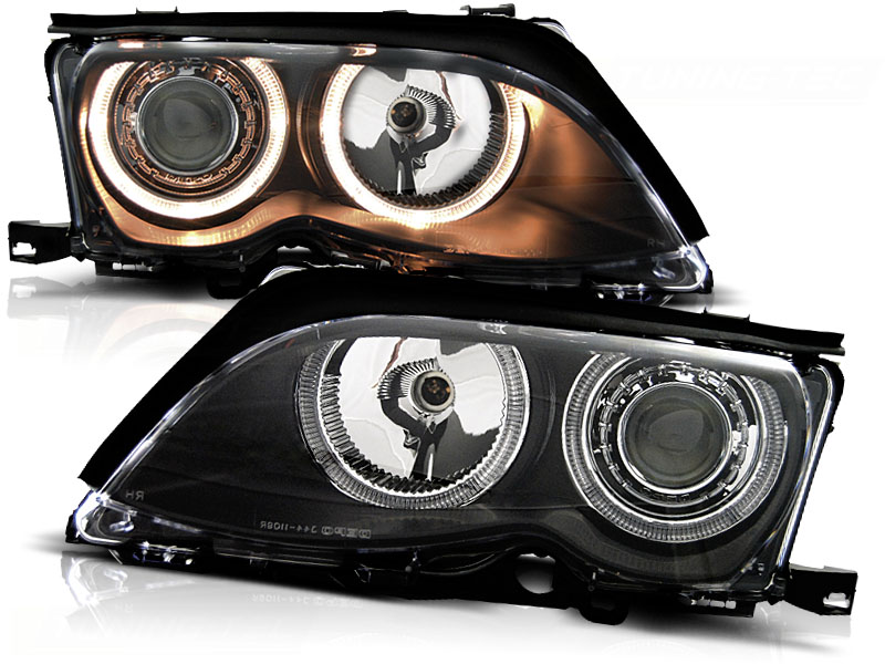Headlights BMW E46 sedan 01-05 Angel Eyes black