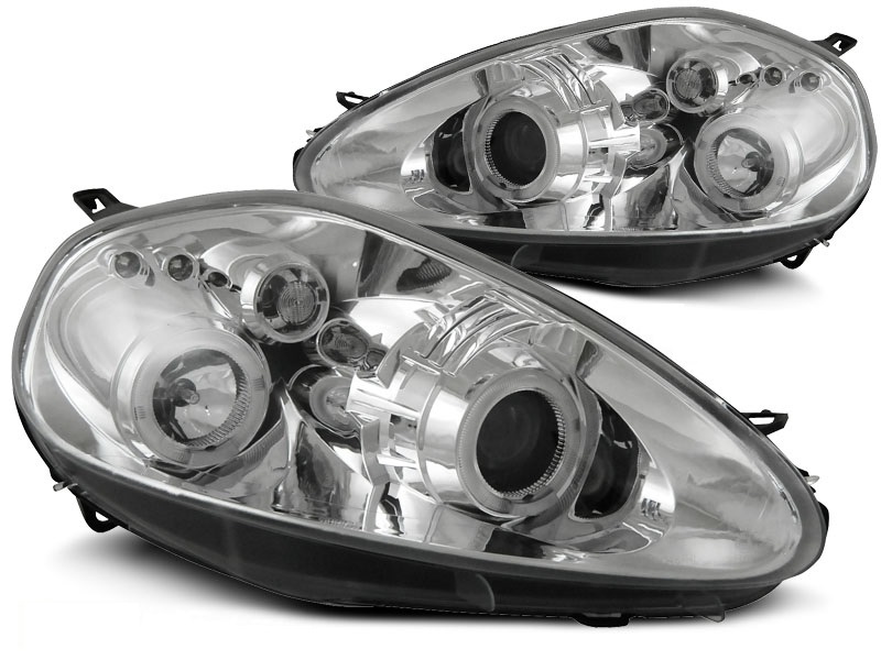 Headlights Fiat Grande Punto Chrome Angel eyes