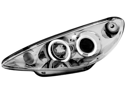 Headlights Peugeot 206 02-.. / S16 99-.. Angel Eyes Chrome