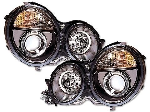 Headlights Mercedes E-Class W210 99-01 Angel Eyes Black