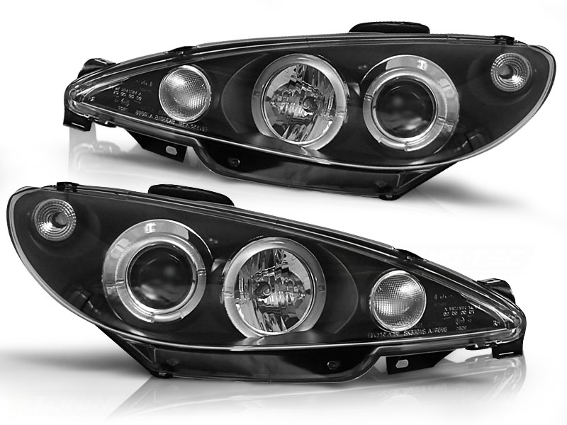 Headlights Peugeot 206 02-.. / S16 99-.. Angel Eyes Black