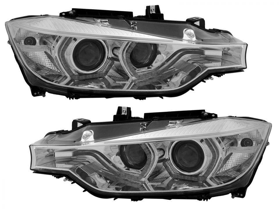 Headlights BMW 3-Series F30/F31 Angel Eyes LED DRL Chrome