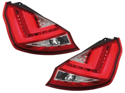 Ford Fiesta LED Tail Lights Red/Chrome 08-