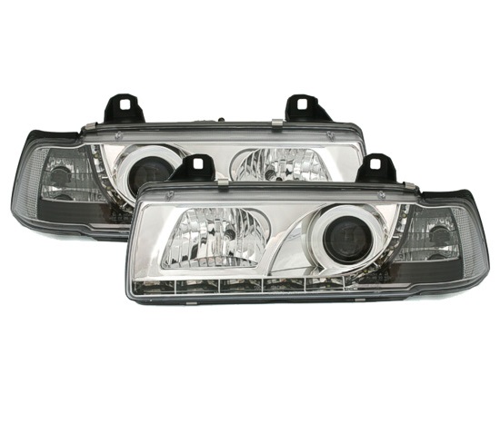 Headlights BMW E36 Sedan 92-98 Devil Eyes Dlite LED Chrom