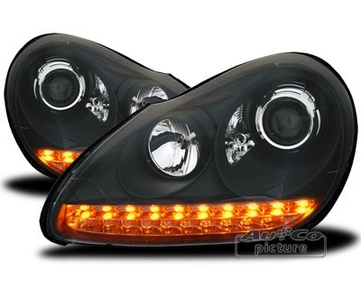 Headlights Porsche Cayenne xenon LED DRL look cayenne black