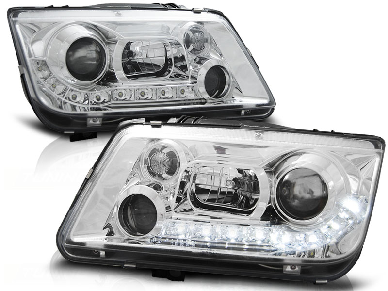 Headlights VW Bora DRL Look Devil Eyes 2 Chrome