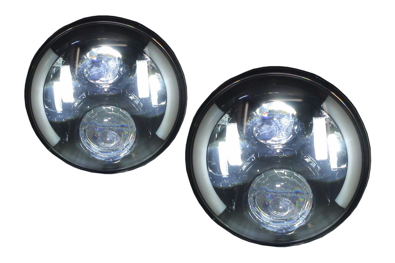 Headlights JEEP Wrangler JK (2007-2017) VW Golf I / II / Kafer / Defender LED CREE Black