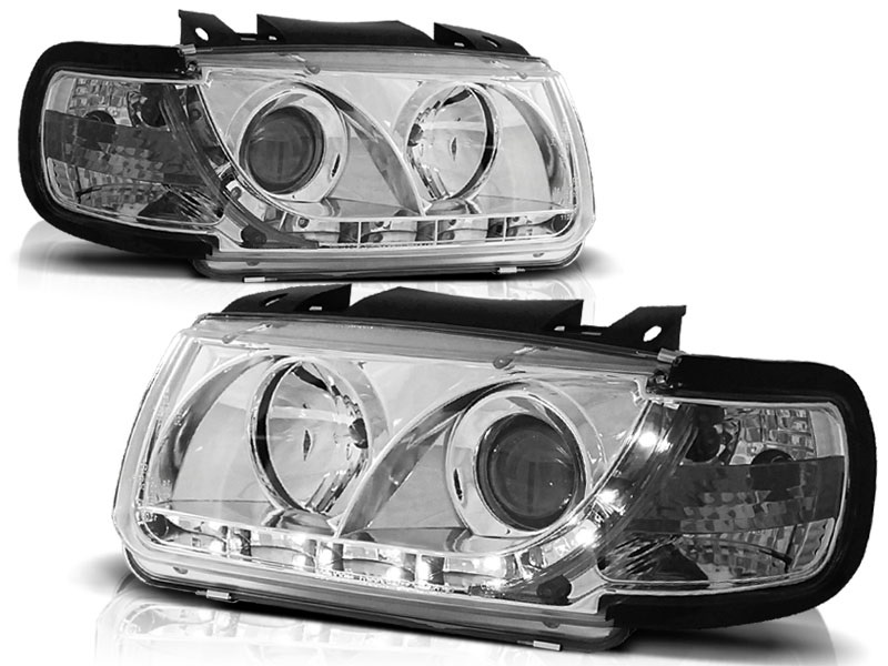 Headlights VW Polo 6N Dayline Devil Eyes Chrome