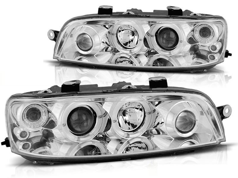 Headlights Fiat Punto 2 Angel Eyes chrome