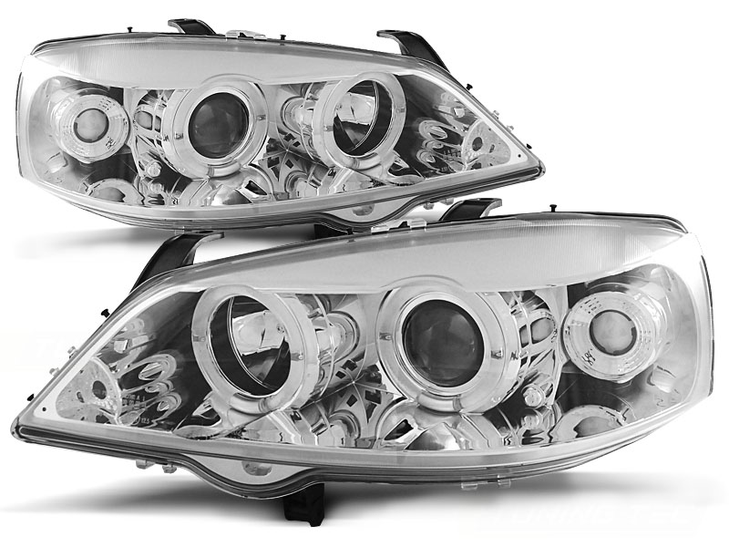 Headlights Opel Astra G Angel Eyes Chrome