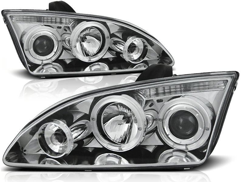 Headlights Ford Focus 04-.. Angel Eyes chrome