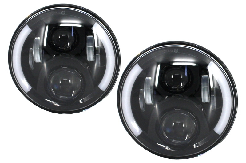 Headlights JEEP Wrangler JK (2007-2017) VW Golf I / II / Kafer / Defender LED CREE Black