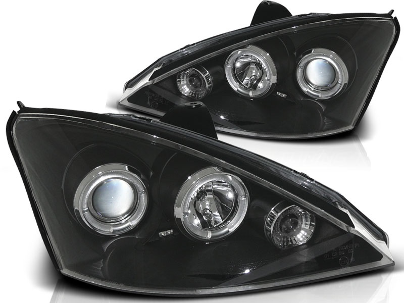 Headlights Ford Focus 98-01 Angel Eyes Black