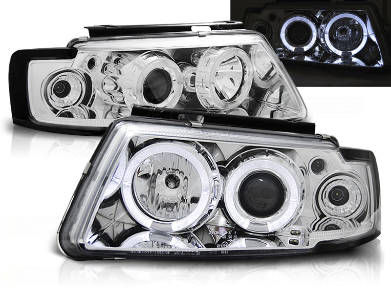 Headlights VW Passat 3B 97-00 Chrome + Halo/Indicator