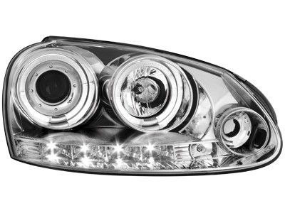 Headlights VW Golf V Angel Eyes + LED Chrome