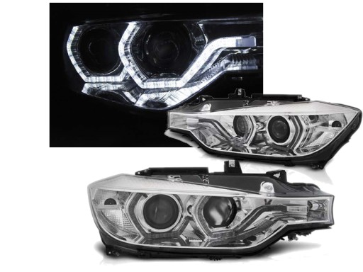 Headlights BMW 3-Series F30/F31 Angel Eyes LED DRL Chrome
