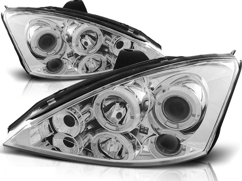 Headlights Ford Focus 98-01 Angel Eyes Chrome