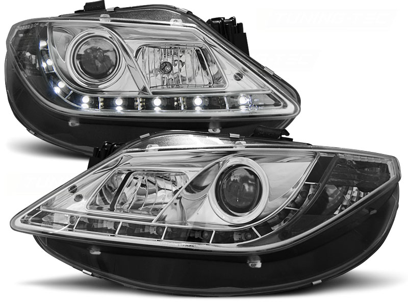 Headlights Seat Ibiza 6J 3/5drs 6/08 Devel eyes Dayline chrome