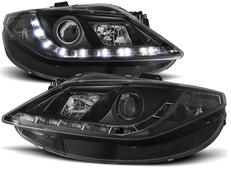 Set Headlights in DRL-Look  Seat Ibiza 6J 3/5-doors 2008-2012 - Black