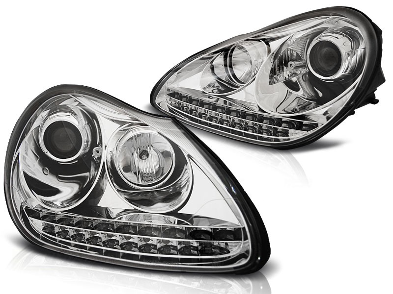 Headlights Porsche Cayenne Xenon LED DRL Chrome