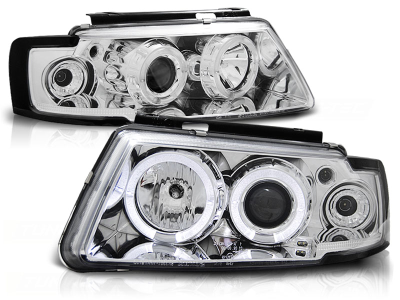 Headlights VW Passat 3B 97-00 Chrome + Halo/Indicator